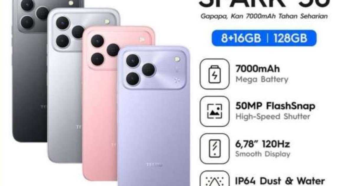 Tecno Spark 50 Resmi Hadir: Keunggulan Baterai Raksasa 7.000 mAh dan Layar 120Hz di Segmen Harga Rp2 Jutaan