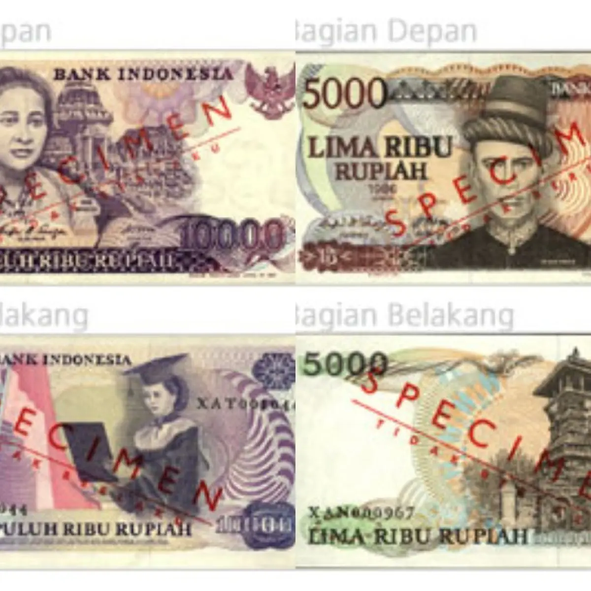 Daftar uang rupiah yang peredarannya dicabut BI(KOMPAS.com/Seto Ajinugroho)