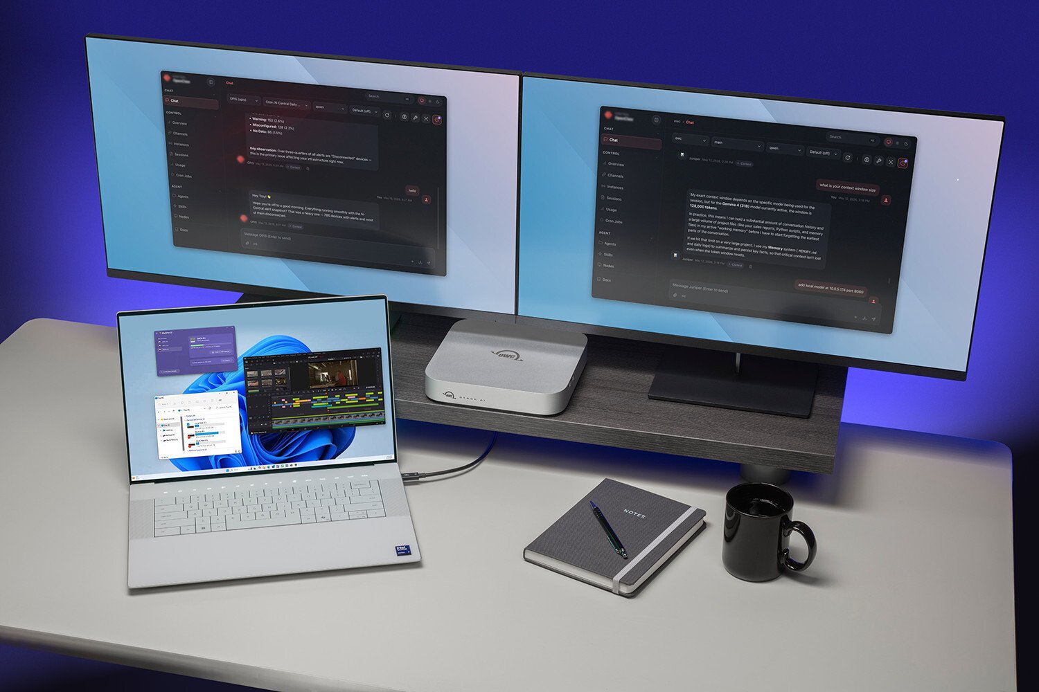 OWC Stack AI hadir sebagai Thunderbolt 5 AI accelerator dan storage hub yang dirancang untuk membantu PC dan laptop menjalankan model AI lokal dengan performa lebih tinggi. (Foto: Dok. OWC)