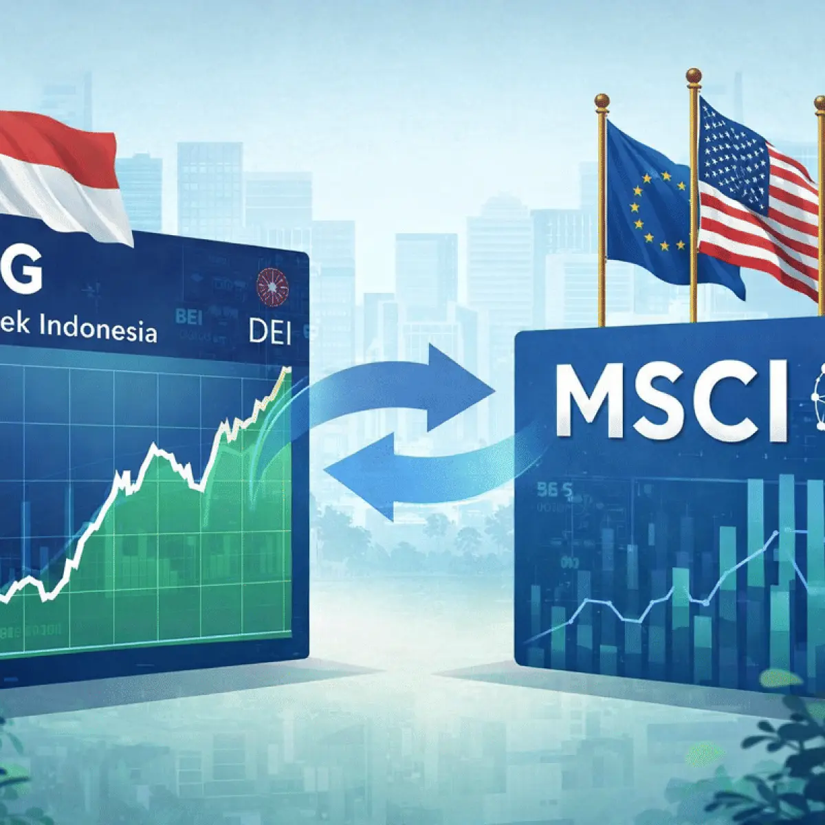 monitor pergerakan saham bursa efek indonesia close up layar hijau (Foto: Image)