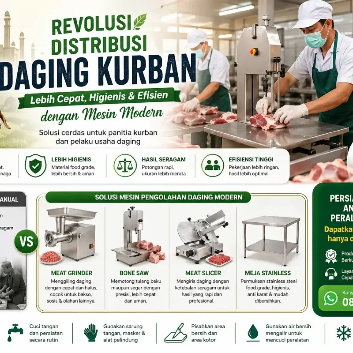 proses pengemasan daging kurban segar (Foto: Papadedeshop)