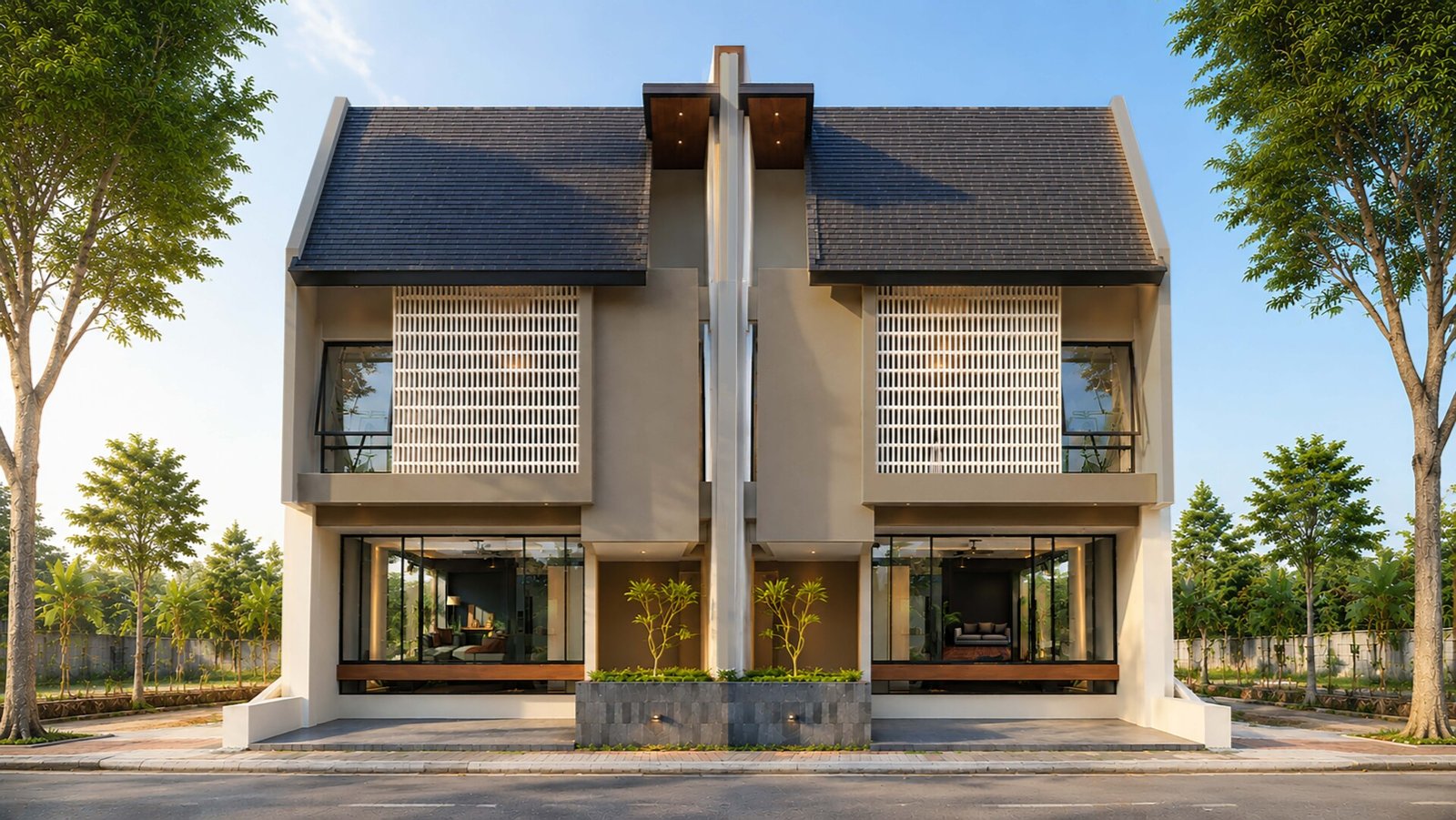 Tampak depan unit hunian Sewu Lake House yang mengusung desain modern premium di kawasan Cirendeu, Tangerang Selatan. (Foto: Dok. Sewu Development)