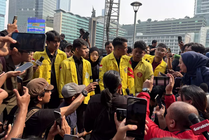 Foto: Ilustrasi Demo di Patung Kuda, Monas, Jakarta Pusat