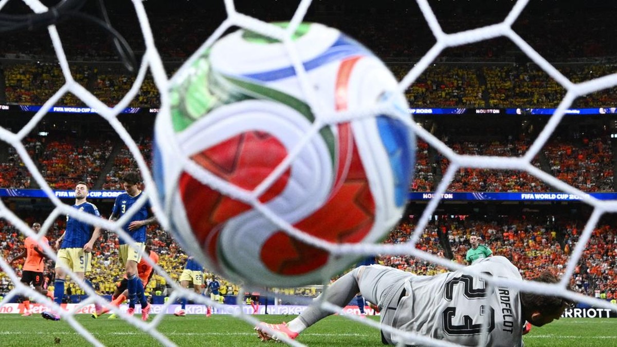 Foto: Belanda berhasil mengalahkan Swedia dengan skor telak 5-1 dalam laga Piala Dunia 2026 di Houston, Minggu (21/6/2026) dini hari WIB. (REUTERS/Annegret Hilse)