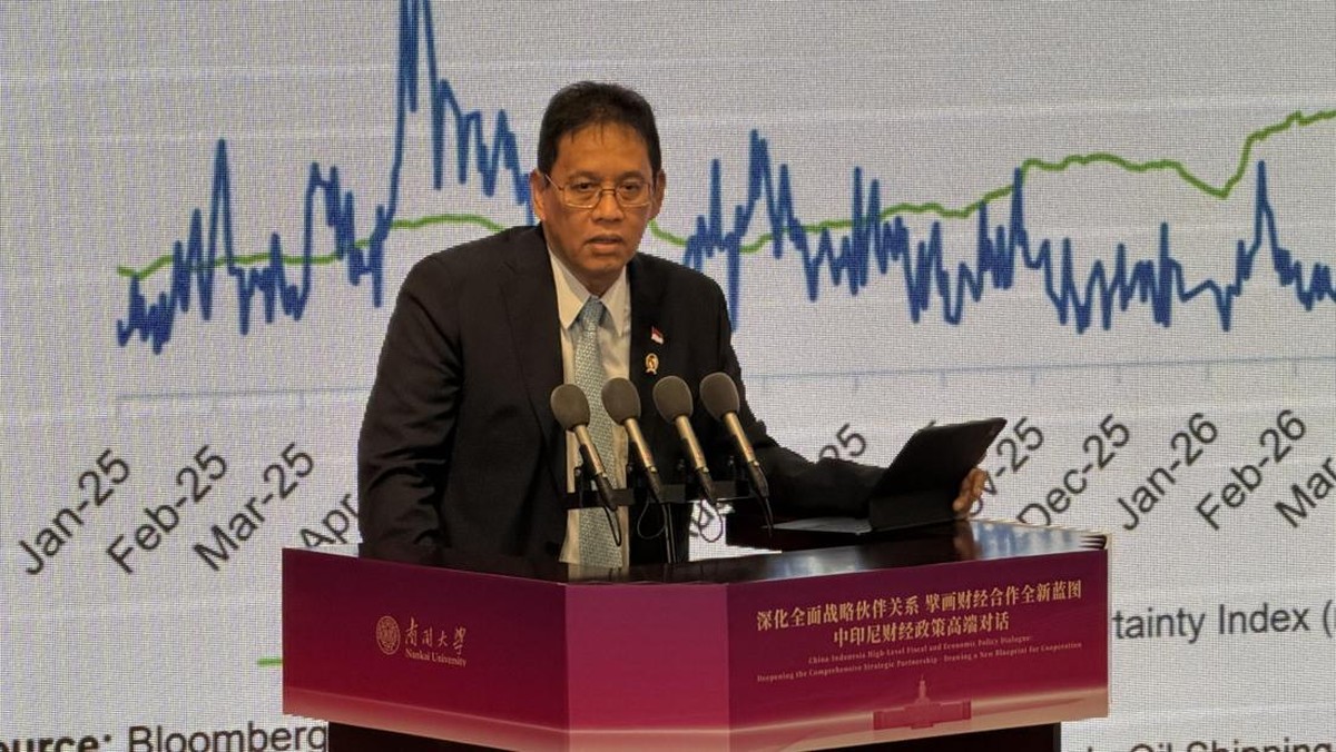 Menteri Keuangan Republik Indonesia, Purbaya Yudhi Sadewa, mengupas mengenai kekuatan dan ketangguhan perekonomian Indonesia dalam pidato ilmiah dalam kuliah umum di hadapan civitas akademika Nankai University, di Tianjin, Tiongkok minggu lalu (19/6/2026). (Dok. Kemenkeu)