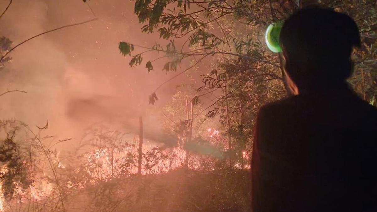 Foto: Tim dari BPBD Kabupaten Nunukan berjibaku memadamkan api yang membakar lahan di Desa Binusa, Kecamatan Nunukan pada Rabu (9/3/2026). (Dok. BPBD Kabupaten Nunukan)