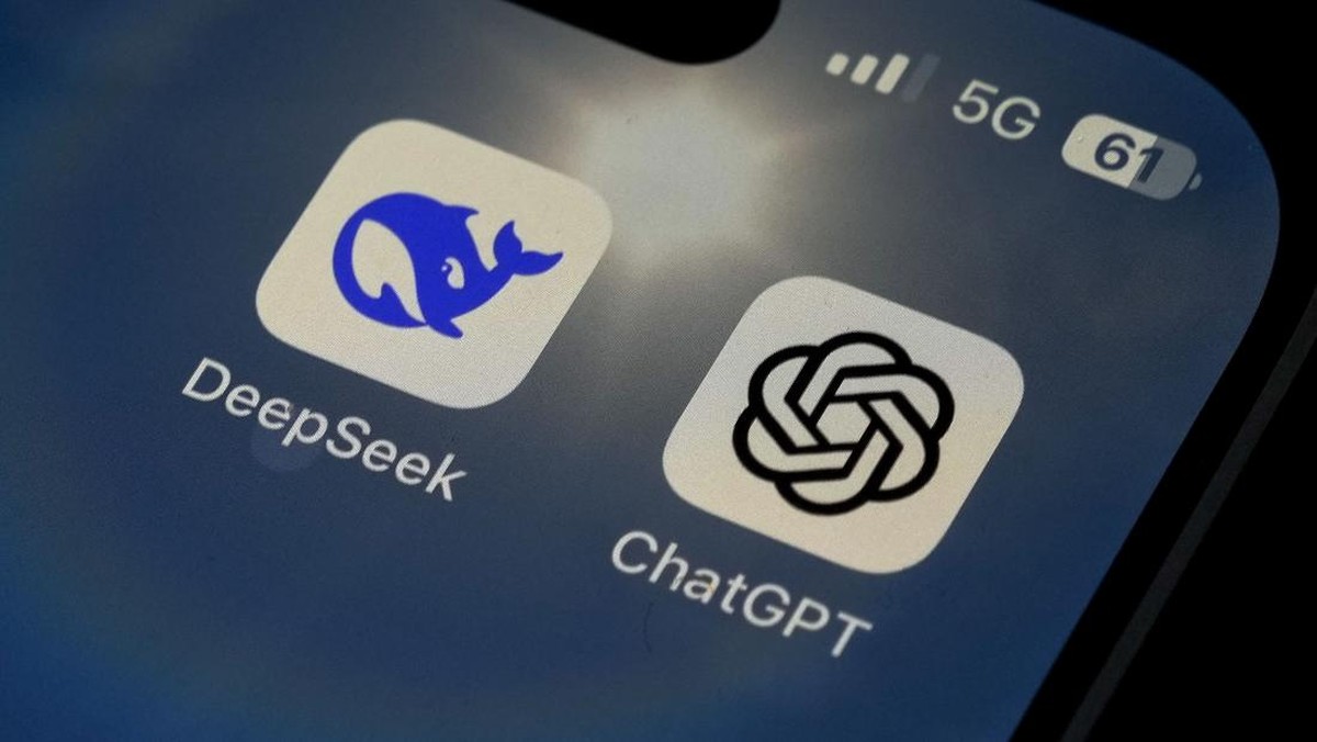 Foto: Ilustrasi logo deepseek. (AP Photo/Andy Wong)