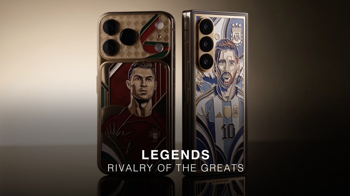 Foto: Aksesoris handphone Caviar merilis desain 'Legend' bergambar Christiano Ronaldo dan Lionel Messi. (Dok. caviar)