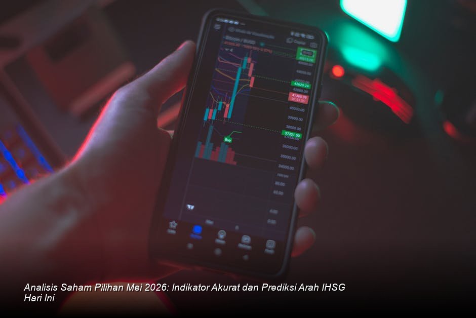 Chart candle-stick berwarna hijau yang naik dengan volume perdagangan tinggi di Bursa Efek Indonesia.