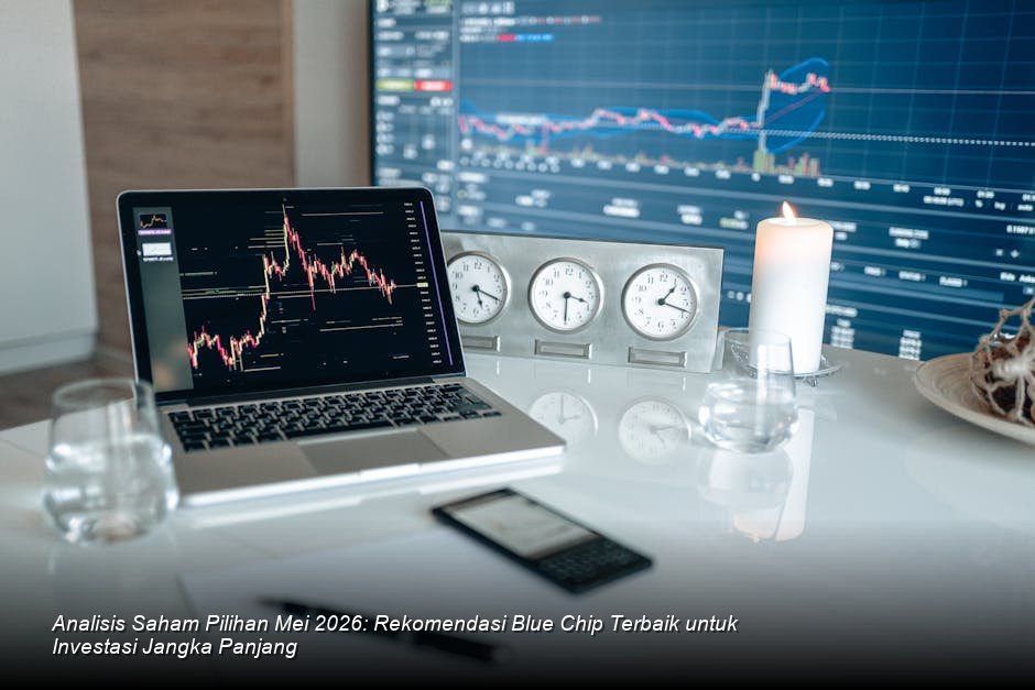 Visualisasi grafis chart candle-stick berwarna hijau yang menunjukkan tren kenaikan stabil di atas rata-rata bergerak jangka panjang.